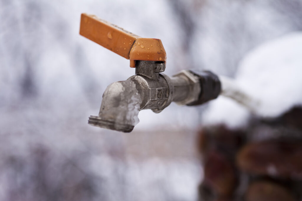 Outdoor tap during winter